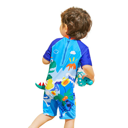 3d Tail Blue Surfing Dino Kids Swimwear with matching Swim Cap & Free Washbag - Little Surprise Box