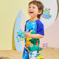 3d Tail Blue Surfing Dino Kids Swimwear with matching Swim Cap & Free Washbag - Little Surprise Box
