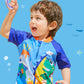 3d Tail Blue Surfing Dino Kids Swimwear with matching Swim Cap & Free Washbag - Little Surprise Box