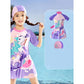 3d Tail Purple Mermaid Unicorn Frock style Kids Swimwear UPF 50+ with matching Swim Cap & Free Washbag - Little Surprise Box