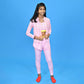 3pcs Pink Flower Power Matching Top,leggings & Jacket style Swimwear set for Pre Teens & Teens with Free Washbag - Little