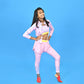 3pcs Pink Flower Power Matching Top,leggings & Jacket style Swimwear set for Pre Teens & Teens with Free Washbag - Little