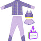 3 pcs Purple ThunderBolt Matching Top,leggings & Jacket style Swimwear set for Pre Teens & Teens with Free Washbag - Little