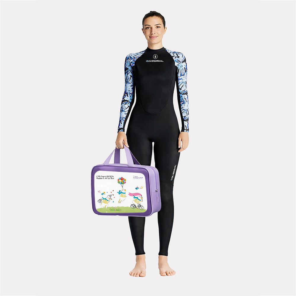 Full-Length Black & Blue Tropical Leaf Printed Teens and Adults Swimwear in UPF 50+ with Free Washbag - Little Surprise Box