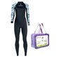 Full-Length Black & Blue Tropical Leaf Printed Teens and Adults Swimwear in UPF 50+ with Free Washbag - Little Surprise Box