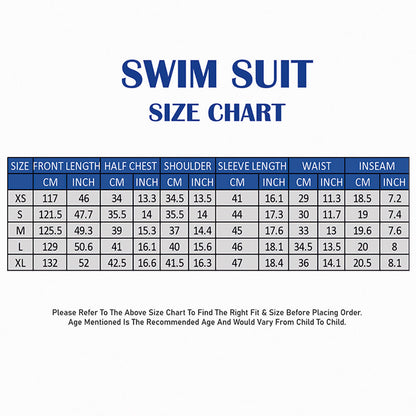 Full-Length Black & Blue Tropical Leaf Printed Teens and Adults Swimwear in UPF 50+ with Free Washbag - Little Surprise Box