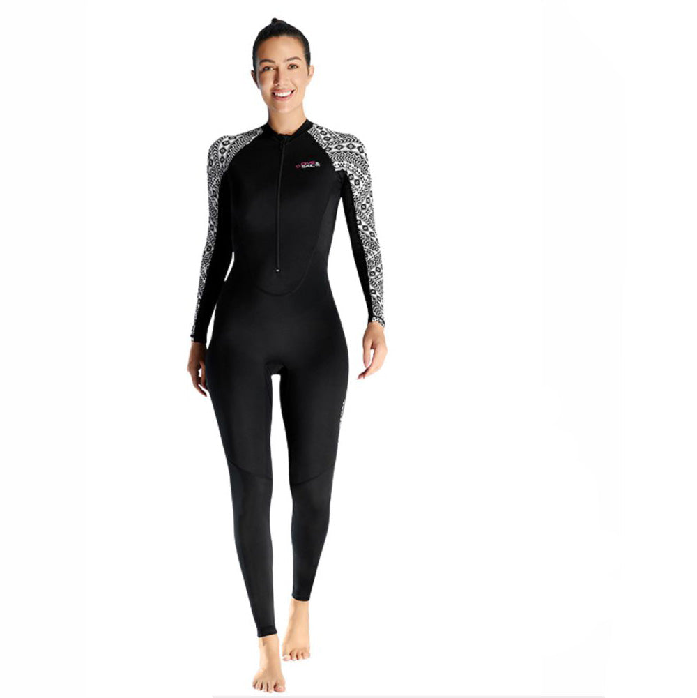 Full Length Black & White Sleeves Printed Teens and Adults Swimwear In Upf 50+ Fabric - Little Surprise Box