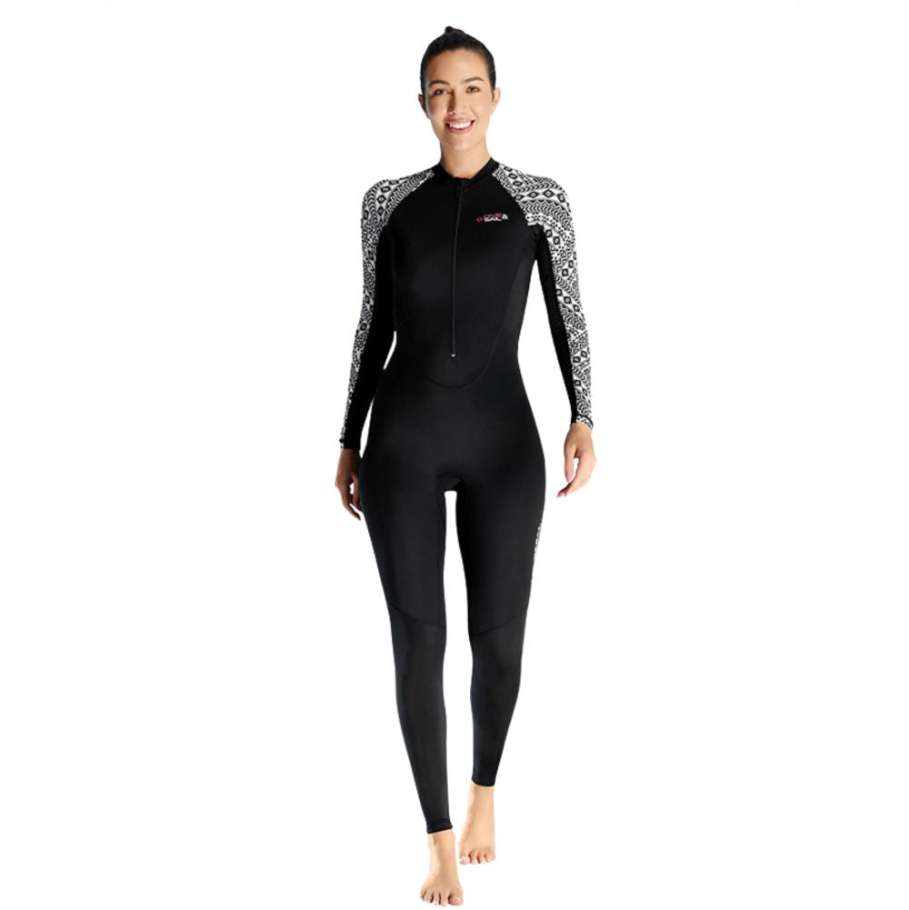 Full Length Black & White Sleeves Printed Teens and Adults Swimwear In Upf 50+ Fabric - Little Surprise Box