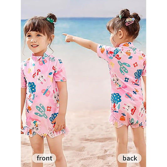 Pink Bunny Kids Swimwear UPF 50+ with matching Swim Cap & Free Washbag - Little Surprise Box