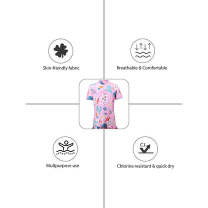 Pink Bunny Kids Swimwear UPF 50+ with matching Swim Cap & Free Washbag - Little Surprise Box