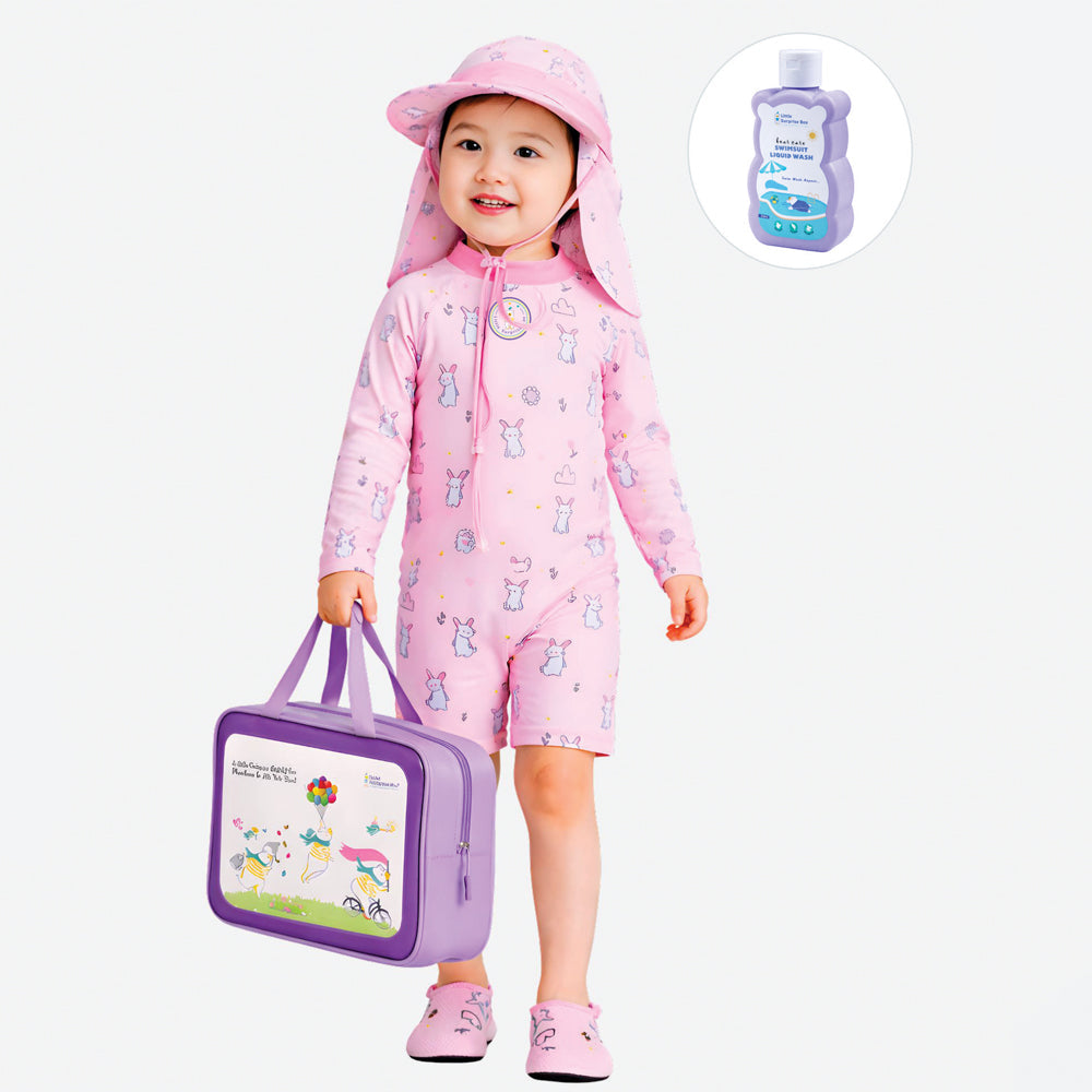 Cloud Rabbit,Toddlers & Kids Swimwear with long Cap Free Wash Bag & Free Swim Detergent - Little Surprise Box