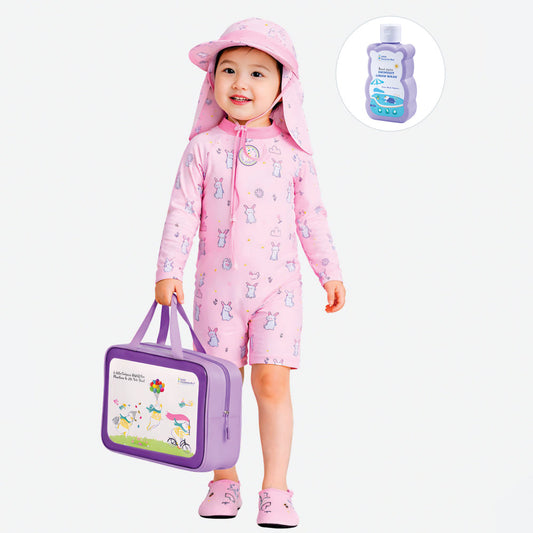 Cloud Rabbit,Toddlers & Kids Swimwear with long Cap Free Wash Bag & Free Swim Detergent - Little Surprise Box