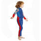 Dive Full Length, Cobalt & Red Stamp Printed Full Length 2.5mm Neoprene Kids Swimsuit with Free Washbag - Little Surprise Box