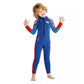 Dive Full Length, Cobalt & Red Stamp Printed Full Length 2.5mm Neoprene Kids Swimsuit with Free Washbag - Little Surprise Box