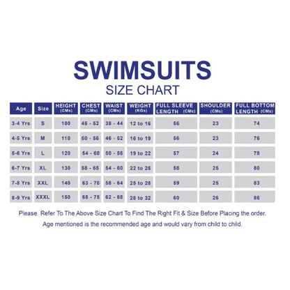 Dive Full Length, Cobalt & Red Stamp Printed Full Length 2.5mm Neoprene Kids Swimsuit with Free Washbag - Little Surprise Box