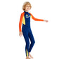 Full Length Dive Navy & Orange Printed Kids Swimwear In Upf 50+ Fabric with Free Washbag - Little Surprise Box