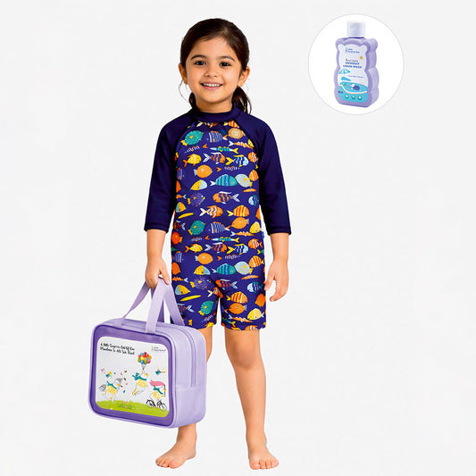 Fish Sea Print Toddlers & Kids Swimwear with Free Wash Bag & Free Swim Detergent - Little Surprise Box
