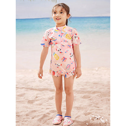 Pink Fruits and Rainbow Kids Swimwear UPF 50+ with matching Swim Cap & Free Washbag - Little Surprise Box