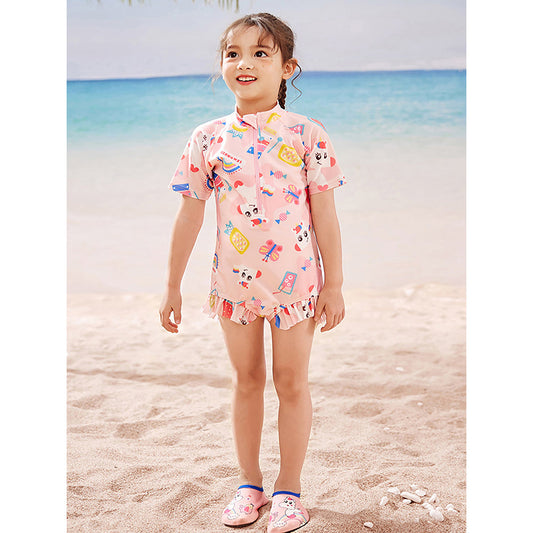 Pink Fruits and Rainbow Kids Swimwear UPF 50+ with matching Swim Cap & Free Washbag - Little Surprise Box