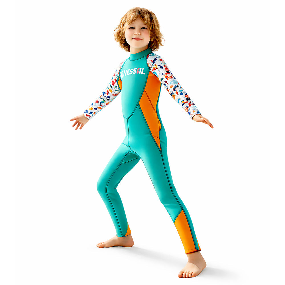 Dive Green Nautical Printed Full Length 2.5mm Neoprene Kids Swimsuit with Free Washbag - Little Surprise Box