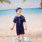 Dark Blue Geometric Alligator Kids Swimwear UPF 50+ with matching Swim Cap & Free Washbag - Little Surprise Box