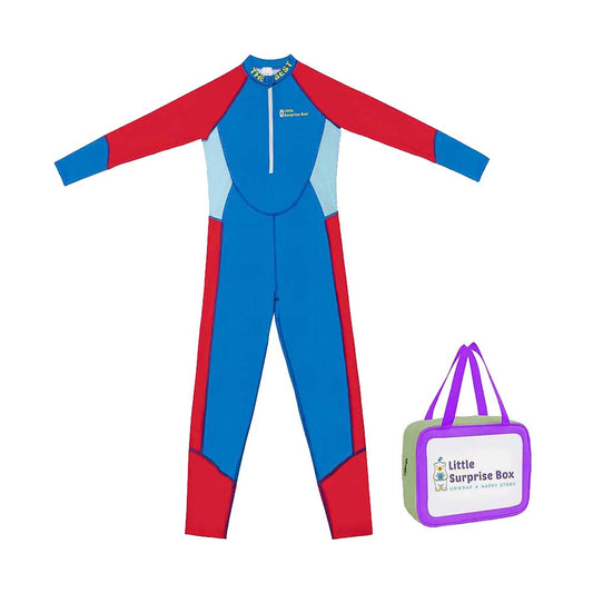 Blue & Red Full Length Swimwear for Teens & Adults with UPF 30+ with Free Washbag - Little Surprise Box