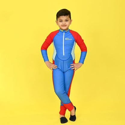 Blue & Red Full Length Swimwear for Teens & Adults with UPF 30+ with Free Washbag - Little Surprise Box