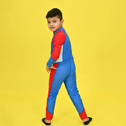 Blue & Red Full Length Swimwear for Teens & Adults with UPF 30+ with Free Washbag - Little Surprise Box