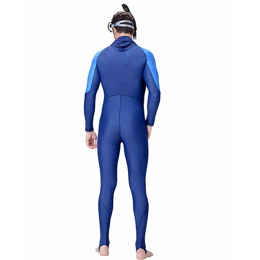 Full-Length Navy Blue Hood & Stirrup Foot Loop, Teens and Mens Swimwear in UPF 50+ with Free Washbag - Little Surprise Box