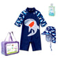 Navy Shark, Toddlers & Kids Swimwear with long Cap Free Wash Bag & Free Swim Detergent - Little Surprise Box