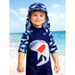 Navy Shark, Toddlers & Kids Swimwear with long Cap Free Wash Bag & Free Swim Detergent - Little Surprise Box