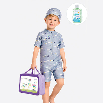Ocean Dolphins Toddlers & Kids Swimwear with matching Swim Cap, plus Free Wash Bag & Free Swim Detergent - Little Surprise