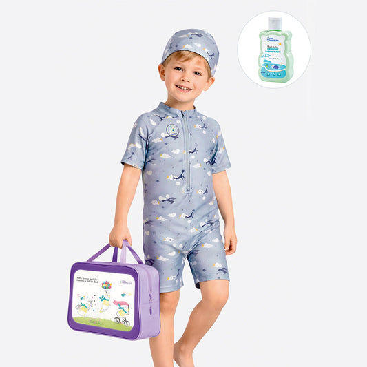 Ocean Dolphins Toddlers & Kids Swimwear with matching Swim Cap, plus Free Wash Bag & Free Swim Detergent - Little Surprise