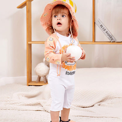 Orange Roar Lion, Toddlers & Kids Swimwear with matching Hat, Free Wash Bag & Free Swim Detergent - Little Surprise Box
