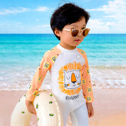 Orange Roar Lion, Toddlers & Kids Swimwear with matching Hat, Free Wash Bag & Free Swim Detergent - Little Surprise Box