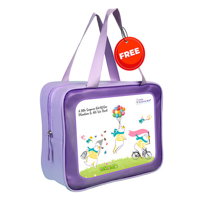 Orange “She's So Lucky” Printed Full Sleeves, Knee Length Kids Swimwear in Upf 50+ Fabric with Swim Cap & Free Washbag -