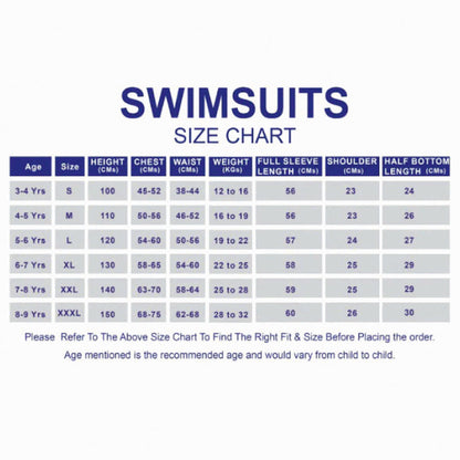 Orange “She's So Lucky” Printed Full Sleeves, Knee Length Kids Swimwear in Upf 50+ Fabric with Swim Cap & Free Washbag -