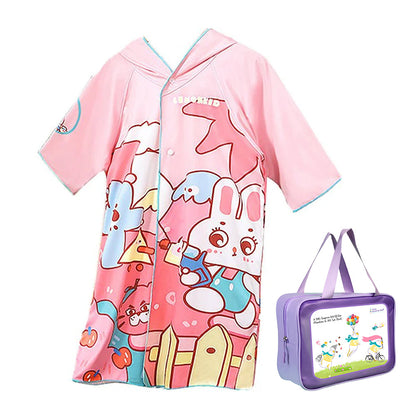 Pink Bunny Lightweight Microfibre Hooded Swim Poncho/ beach coverup towel for Kids with Free Washbag - Little Surprise Box