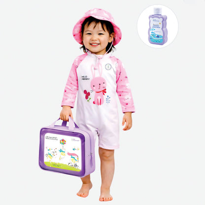Pink Bunny, Toddlers & Kids Swimwear with matching Hat, Free Wash Bag & Free Swim Detergent - Little Surprise Box