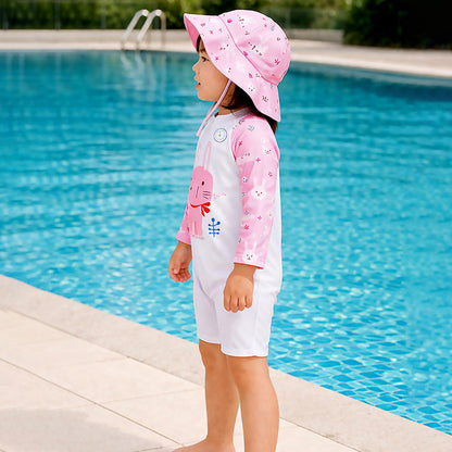 Pink Bunny, Toddlers & Kids Swimwear with matching Hat, Free Wash Bag & Free Swim Detergent - Little Surprise Box