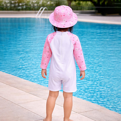 Pink Bunny, Toddlers & Kids Swimwear with matching Hat, Free Wash Bag & Free Swim Detergent - Little Surprise Box