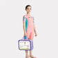 Pink Multi-Color Toy Play Printed, Half Sleeves, Knee Length Kids Swimwear in Upf 50+ Fabric with Swim Cap & Free Washbag -