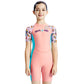 Pink Multi-Color Toy Play Printed, Half Sleeves, Knee Length Kids Swimwear in Upf 50+ Fabric with Swim Cap & Free Washbag -