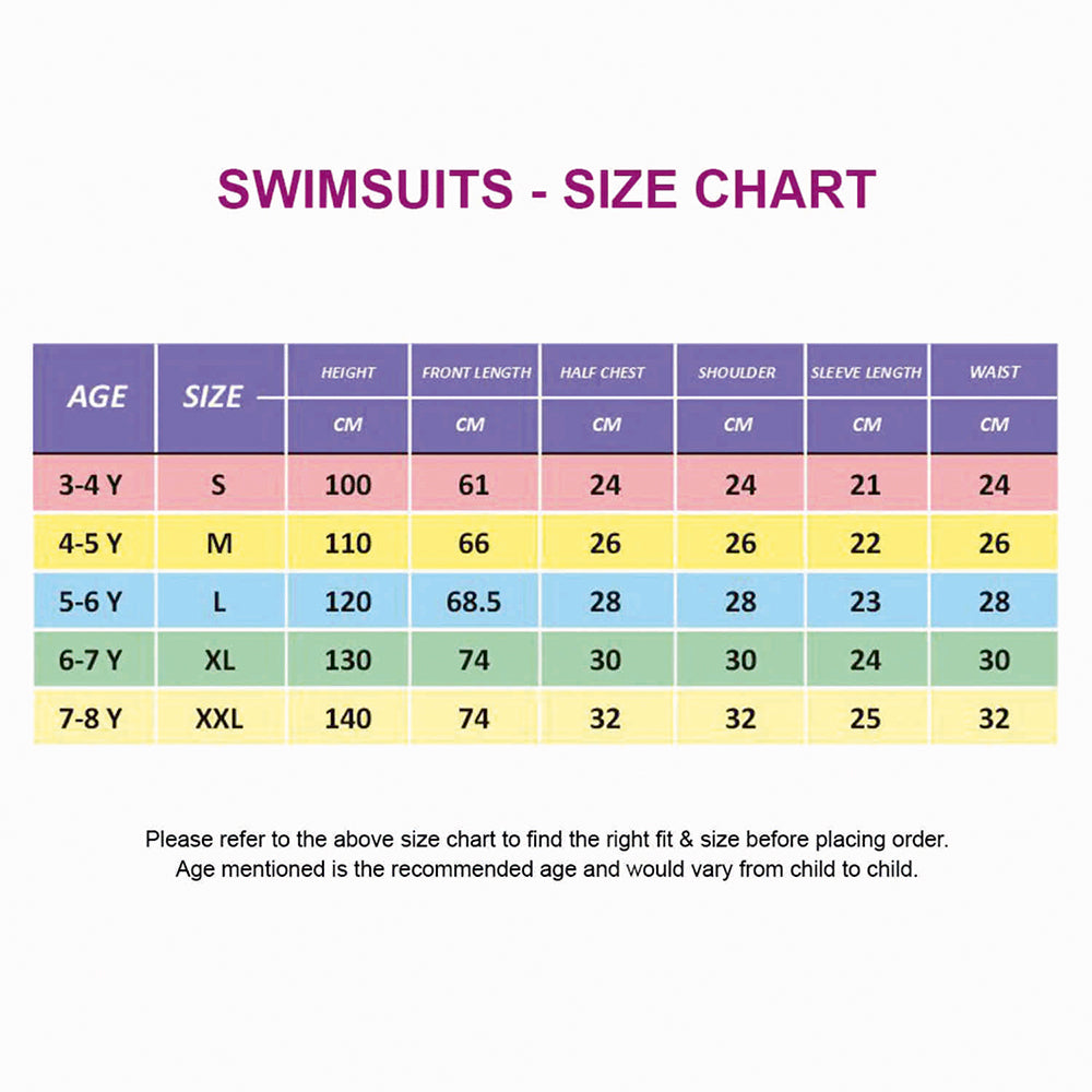 Pink Multi-Color Toy Play Printed, Half Sleeves, Knee Length Kids Swimwear in Upf 50+ Fabric with Swim Cap & Free Washbag -