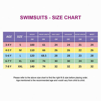 Pink Multi-Color Toy Play Printed, Half Sleeves, Knee Length Kids Swimwear in Upf 50+ Fabric with Swim Cap & Free Washbag -