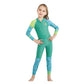 Full Sleeves Kids Swimwear Light Green & Dark Green Transport theme, UPF 50+ with Free Washbag - Little Surprise Box