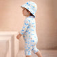 White & Blue Dog, Toddlers & Kids Swimwear with matching Hat, Free Wash Bag & Free Swim Detergent - Little Surprise Box