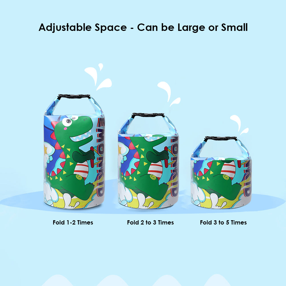 Blue Dino Big Size Clip on & Backpack style Waterproof Swimming Bag/ Beach Bag - Little Surprise Box