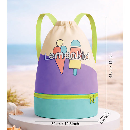 Beige Ice Cream Kids Waterproof Swimming Bag/ Beach Bag - Little Surprise Box