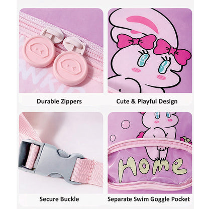 Purple & Pink Bunny Kids Waterproof Swimming Bag/ Beach Bag - Little Surprise Box